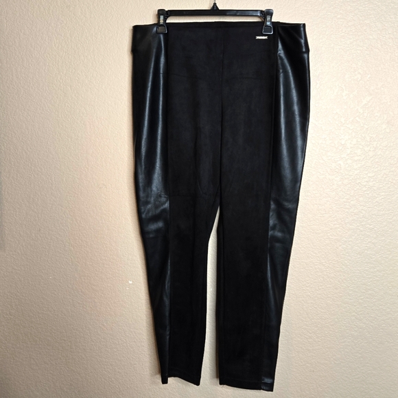 Marc New York Andrew Marc Faux Leather Sude Panel Pull On Control Leggings 1X - Picture 1 of 7